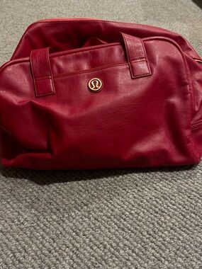 Vintage lululemon athletica Red Leather Duffle Bag with Logo